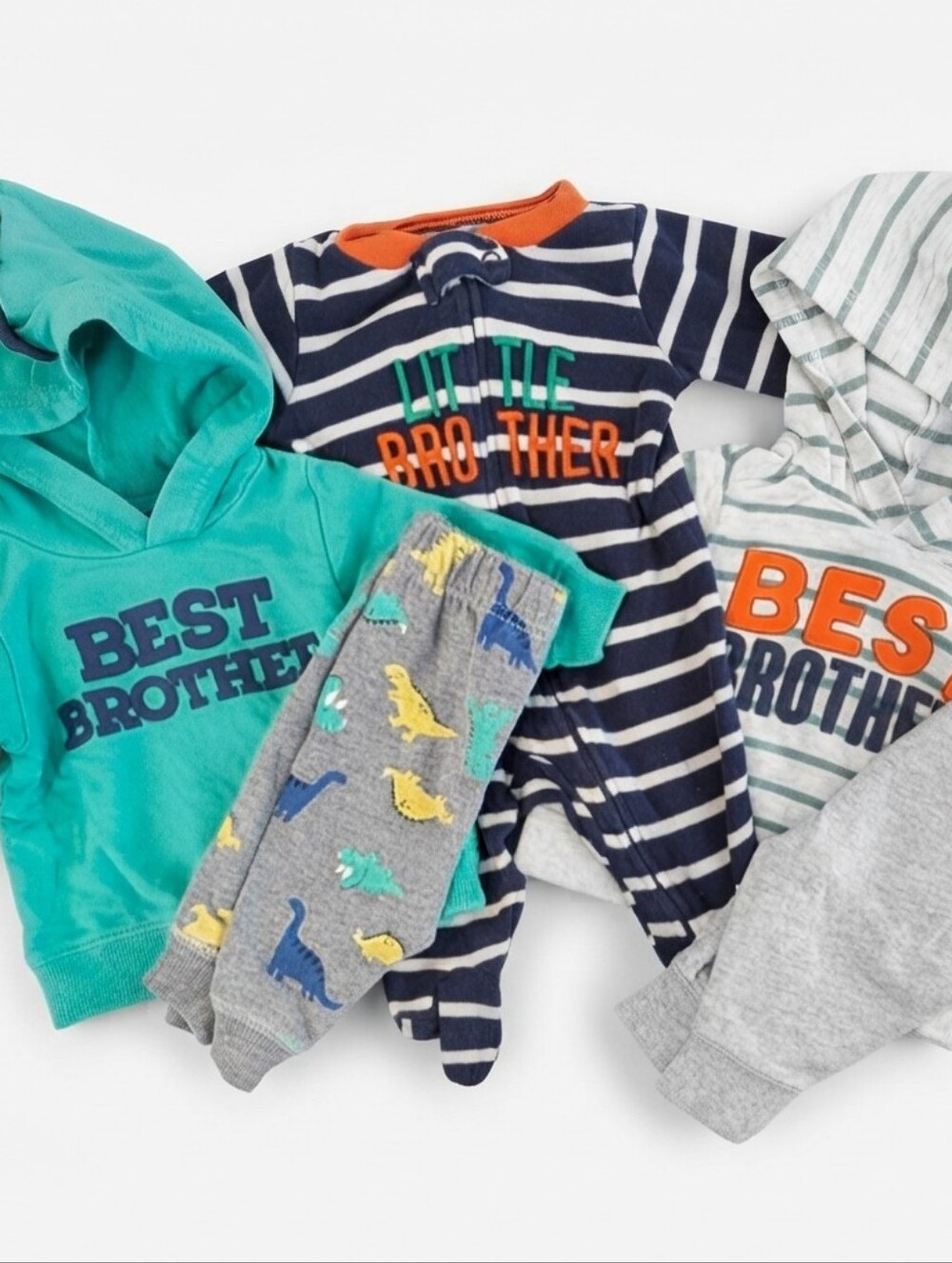Carter's 3M Best Little Brother Striped And Dinosaur Set